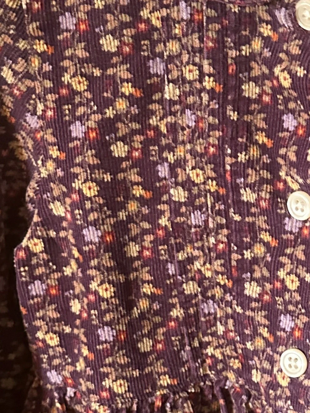 VTG Gymboree Purple Floral Corduroy Dress Size 7